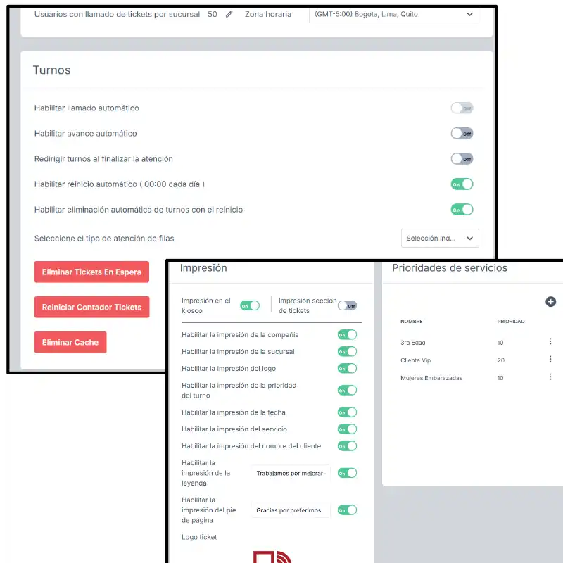 imagen demostrativa de la Configuración detallada de la sucursal